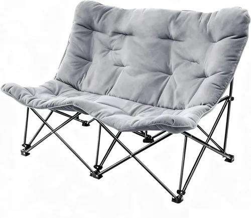 Miniatura 10 de Silla de camping acolchada de gran tamaño con respaldo alto, silla plegable y cómoda, silla de mariposa para adultos, césped, patio al aire libre