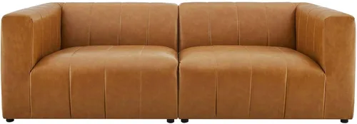 Miniatura 3 de Modway EEI-4513-TAN Bartlett - Sofá biplaza de cuero vegano de 2 piezas, color marrón