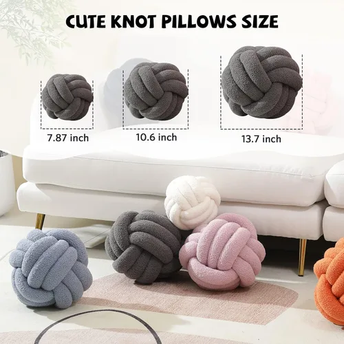 Miniatura 2 de Bolas de almohada de nudo, almohadas redondas decorativas, almohadas de felpa suave, decoración del hogar para sofá, cama, sofá, cojín de almohada