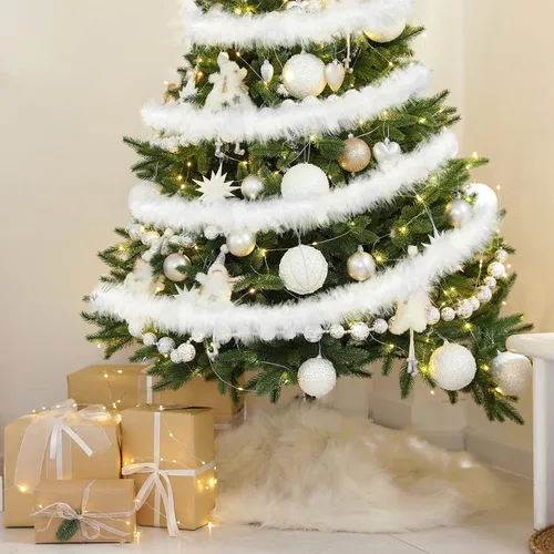 Miniatura 5 de Cindeer Boas de plumas blancas de marabú, plumas naturales, guirnalda de plumas para manualidades, boa fina y esponjosa para decoración de fiestas