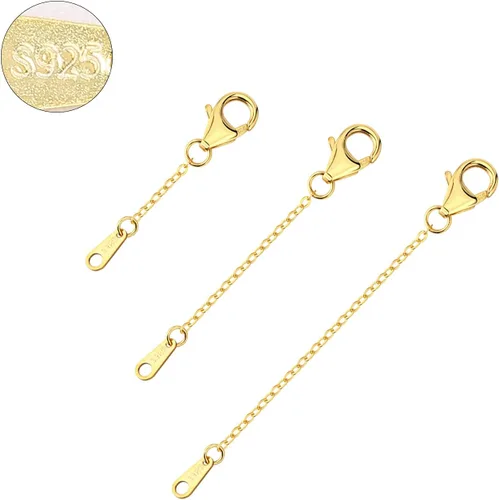 Miniatura 6 de Extensores de collar de oro de 14 quilates, cadena de plata de ley 925, extensión de collar, pulsera, extensor de tobillera para fabricación
