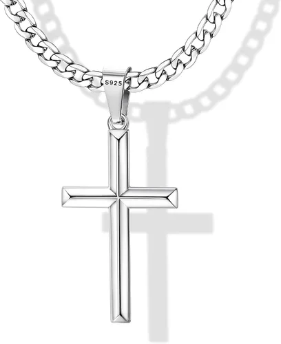 MILACOLATO Collar de cruz para hombres y mujeres Cadena de eslabones Figaro de 0.197 in fuerte o cadena de eslabones cubanos Collares de cruz para