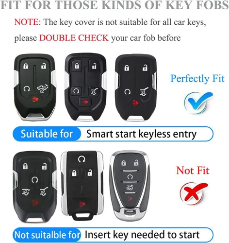 Miniatura 2 de Funda para llavero de automóvil compatible con GMC, funda para llavero compatible con Chevy Suburban Silverado GMC Sierra Terrain Acadia 1500 2500HD
