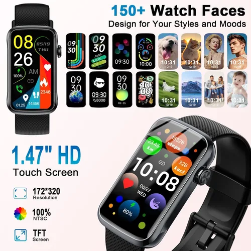 Miniatura 2 de Fempoin Reloj inteligente, reloj inteligente HD de 1.47 pulgadas para mujeres y hombres con 28 modos deportivos, IP68 impermeable rastreador
