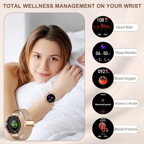 Miniatura 3 de Relojes inteligentes para mujer (llamada/respuesta de llamada) 1.32 pulgadas HD reloj de mujer con ritmo cardíaco sueño rastreador de fitness