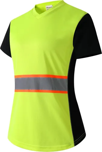 Miniatura 20 de Playera de Seguridad para Mujer, Camiseta Reflectante de Alta Visibilidad para Mujer con Patrón Reflectante Inusual, Manga Corta Transpirable