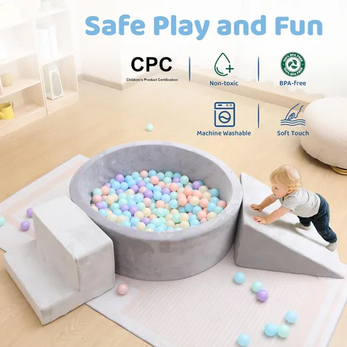 Miniatura 6 de EOSAU Pozo de pelotas para bebés de 35.4 pulgadas para niños pequeños con bloques de escalada de espuma, juguetes de escalada para niños pequeños