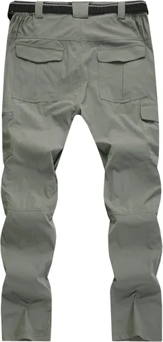 Miniatura 7 de WENRONSTA Pantalones cargo de senderismo para hombre de secado rápido ligeros impermeables 6 bolsillos para exteriores montaña pesca camping