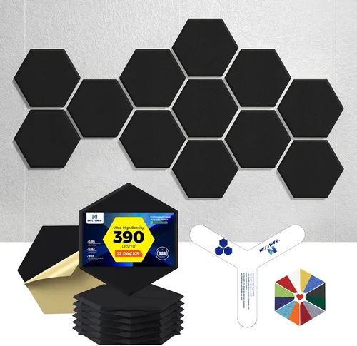 Miniatura 18 de Paneles acústicos autoadhesivos [390 lbs/yd³ de densidad ultra alta], panel de absorción de sonido de segunda generación, panel de sonido de nivel