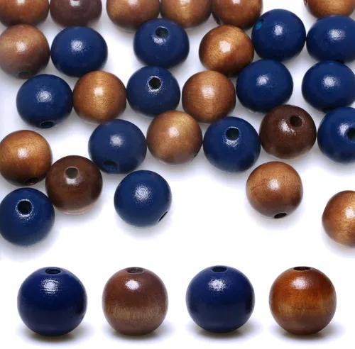 Miniatura 10 de Cuentas de madera para decoración del hogar, 60 cuentas, 0.78 pulgadas, agujero de 0.78 pulgadas, cuentas espaciadoras de madera redondas pintadas