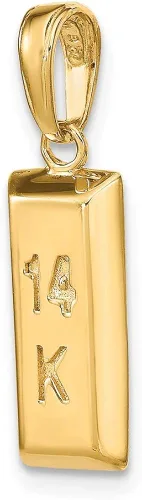 Miniatura 4 de Colgante de barra para hombre, oro amarillo de 14 quilates, 3D, oro amarillo de 14 quilates, dije de barra para hombre, 0.866in x 0.276in, Metal