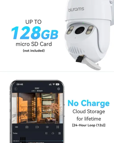 Miniatura 7 de Cámaras de seguridad blurams 2K para exteriores con cable, cámaras Wi-Fi de 5GHz/2.4GHz para seguridad del hogar en el exterior con PTZ de 360°