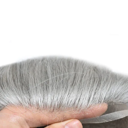 Miniatura 4 de Encaje completo Toupee cabello humano real hairpieces para hombre nudos blanqueados pieza de pelo para hombres tupé protesis capilar para hombre