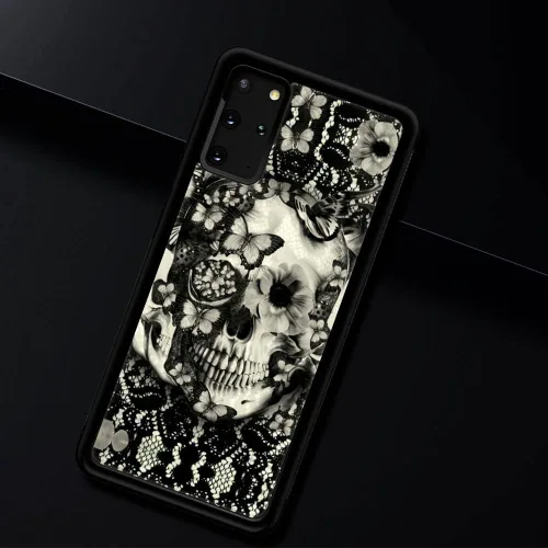 Miniatura 6 de ZHEGAILIAN Funda compatible con Samsung Galaxy S20 FE, diseño de esqueleto de encaje gótico victoriano, acrílico duro y TPU anti-caída