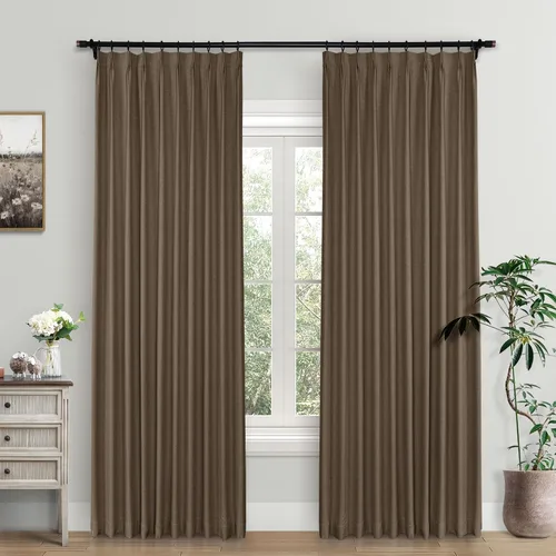 Miniatura 21 de Macochico Cortinas opacas de lino plisadas para oscurecer la habitación, panel con aislamiento térmico para dormitorio, sala de estar, sala