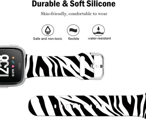 Miniatura 3 de Correas de reloj de silicona suave compatibles con Fitbit Versa 2/Versa/Fitbit Versa Lite/SE, correa de repuesto con bonito patrón floral de 0.98