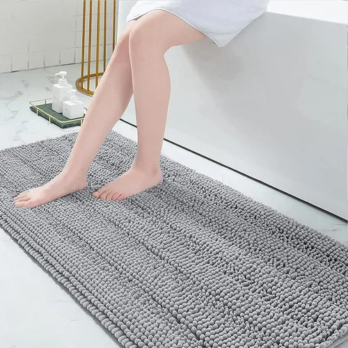 Miniatura 80 de Grandaily Alfombras de baño de felpilla a rayas de 24 x 16 pulgadas, extra gruesas y suaves, absorbentes, parte trasera de goma, alfombra de ducha