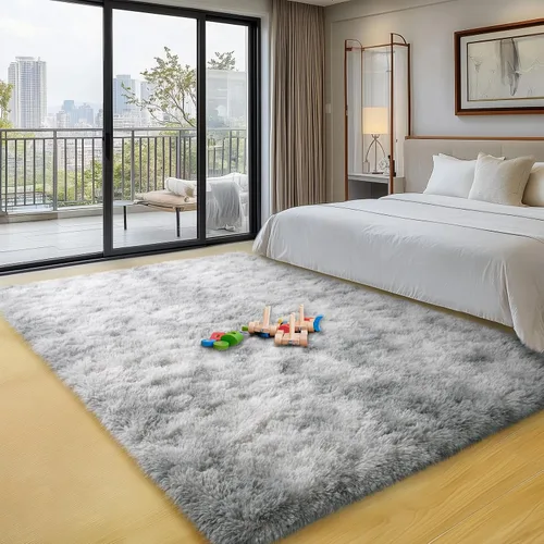 Miniatura 7 de qulint Alfombras de área de 5 x 7 pies para sala de estar, alfombra suave y esponjosa para dormitorio, alfombra de habitación de niños grandes, Gris