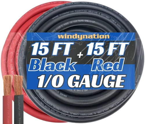 Miniatura 25 de Cable flexible de cobre puro para soldadura de batería calibre 4 AWG 25 pies negro + 25 pies rojo - Coche, Inversor, RV, Solar Negro de 25 pies + 25