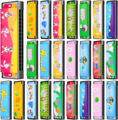 Miniatura 8 de 6 estilos de armónica para niños, armónicas ligeras con doble fila de 16 agujeros, armónica para niños, favoritos de fiesta navideña para adultos