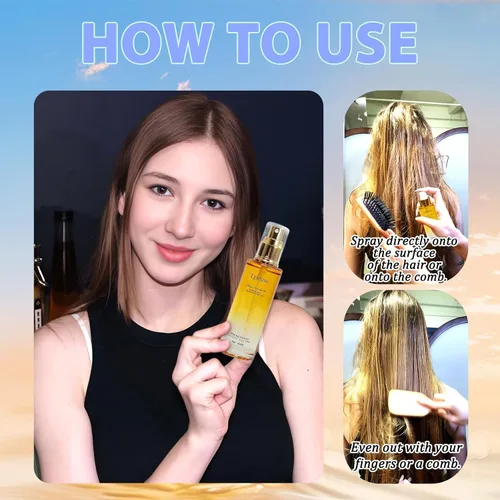 Miniatura 3 de Tgideas Aceite en aerosol para el cabello con manteca de karité y aceite de jojoba, protección contra el calor, ligero, antiencrespamiento