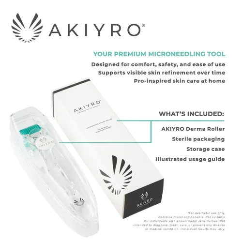 Miniatura 6 de AKIYRO Derma Roller 0.012 in - Rodillo de microagujas con estuche de almacenamiento - 192 microagujas dérmicas herramienta para cara, barba, cuero