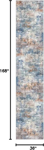 Miniatura 982 de IOHOUZE Alfombra abstracta lavable de 3 x 12 pies para pasillos, antideslizante para cocina, camino de entrada de lana sintética para interiores