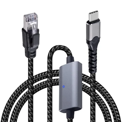 Duttek Cable corto USB C a Ethernet de 3.3 pies/3.3 ft, cable de red LAN tipo C a RJ45 Gigabit, Plug & Play, para MacBook Pro/Air, iPhone 15