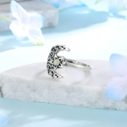Miniatura 3 de Fidget Spinner Anxiety Rings for Women: Sterling Silver Lotus Moon Star Sunflower Ring Stress Relieving Calm Ring Jewelry Gifts for Daughter