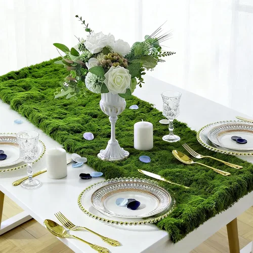 Miniatura 4 de Musgo artificial para manualidades, 19.68 x 39.37 pulgadas, musgo artificial para decoración de plantas de interior, césped sintético verde oscuro
