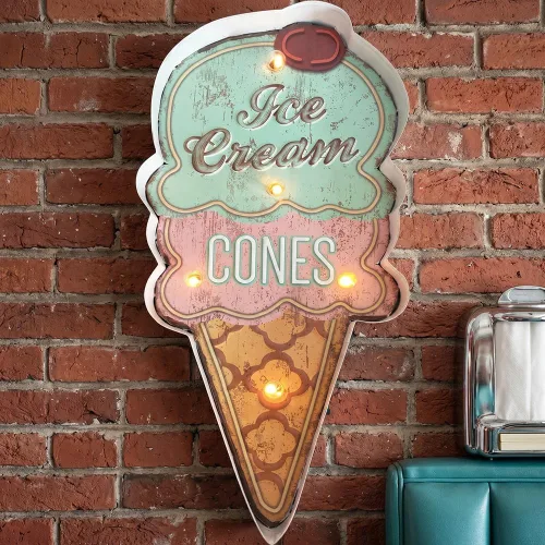 Miniatura 6 de Luz LED retro con forma de helado para decoración de pared, luz nocturna alimentada por batería para dormitorio, sala de estar, habitación