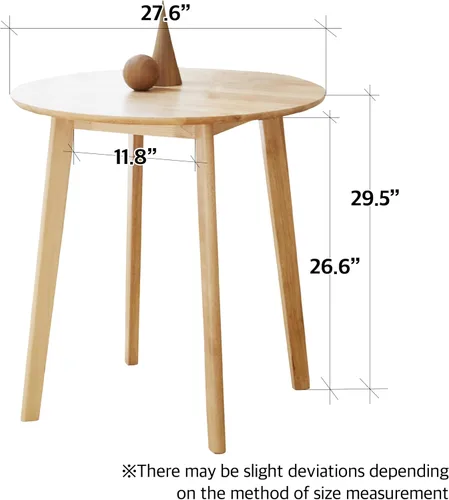 Miniatura 2 de Livinia Canberra - Mesa de comedor redonda de madera de 27.6 pulgadas/pequeña mesa de cocina moderna de roble malayo de mediados de siglo