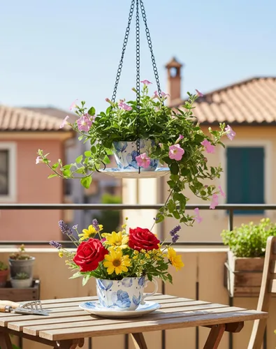 Miniatura 6 de TEATALK Macetas colgantes para plantas de interior, maceta colgante de 6.3 pulgadas con cadena, cestas colgantes para plantas al aire libre, macetas