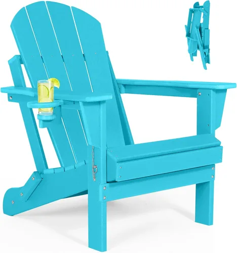 Miniatura 30 de Sillas Adirondack plegables – Silla Adirondack de plástico con soporte para tazas, sillas para exteriores resistentes a la intemperie