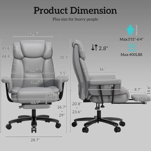 Miniatura 2 de GYI Silla Criss Cross con Ruedas, Silla de Escritorio de Oficina Reclinable Grande y Alta de 160° con Respaldo Alto, Asiento Ancho, Brazos