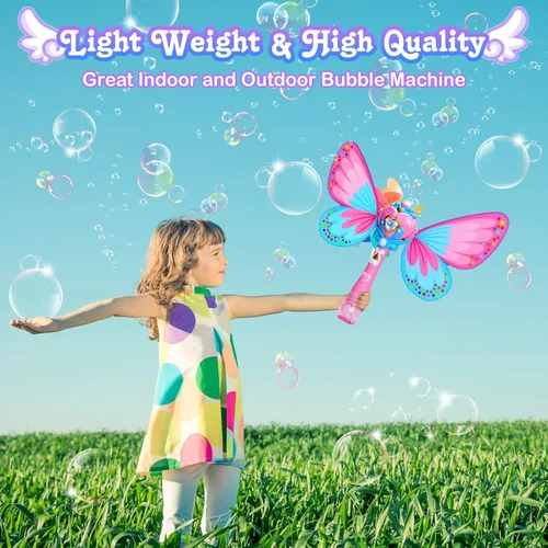 Miniatura 2 de Sitodier Máquina de burbujas para niños, soplador de burbujas de mariposa para niños pequeños, más de 1000 burbujas por minuto, juguetes para soplar