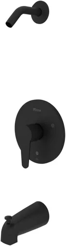 Pfister Pfirst - Kit moderno de molduras para bañera y ducha, 1 mango, acabado negro mate, sin válvula de cabezal de ducha, no incluida, instalación