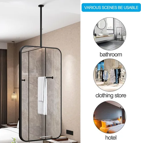 Miniatura 4 de Espejo rectangular cuadrado montado en el techo, moderno espejo de maquillaje para baño, transparente y práctico para dormitorio, sala de estar