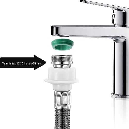 Miniatura 6 de Manguera de lavadora de acero inoxidable con conexión rápida, conexión de entrada de agua portátil y línea de suministro, (codo de 90 grados)