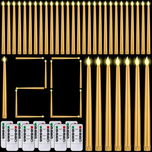Miniatura 7 de Baquler 72 velas cónicas sin llama con control remoto y temporizador, candeleros de 11 pulgadas que funcionan con baterías, velas LED parpadeantes