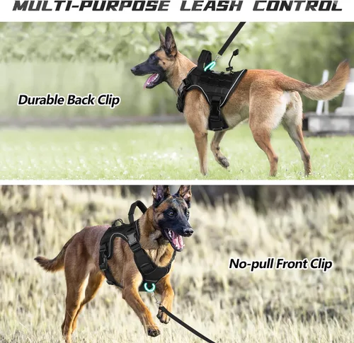 Miniatura 4 de WINGOIN - Arnés táctico negro para perros medianos, arnés resistente sin tirones con asa, ajustable, reflectante, arnés militar K9 para mascotas