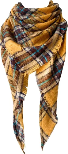 Miniatura 88 de Wander Agio - Bufanda envolvente con diseño a cuadros o triangular para mujer, cálida y larga, de punto, sensación de cachemira, chal