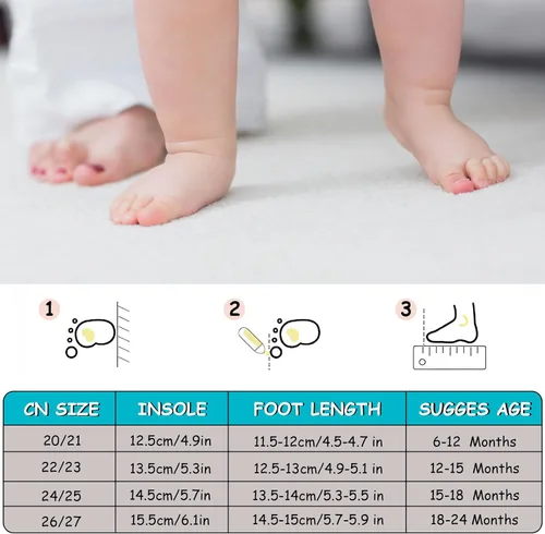 Miniatura 4 de Dexspoeny 1 Pair Baby Shoes, Baby Socks Shoes BoysGirls Walkers Shoes Non-Skid Slipper Shoes with Soft Rubber Sole Toddle Sneaker Pinks, Gray, Green