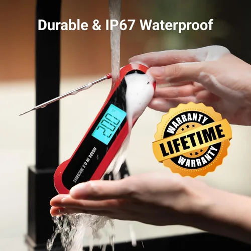 Miniatura 4 de Termómetro profesional 3 veces más rápido de 0.5 segundos para carne de lectura instantánea, digital, alta precisión ± 0.5 °F, impermeable IP67