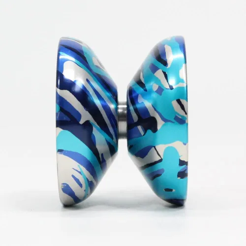 Miniatura 3 de Spintastics Yoyó latigazo cervical - YoYo profesional de metal sensible (salpicaduras azules y plateadas)