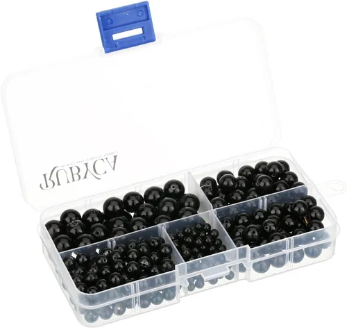Miniatura 17 de RUBYCA Natural negro lava piedras preciosas redondas sueltas cuentas organizador caja de plástico fabricación de joyas mezcla tamaños