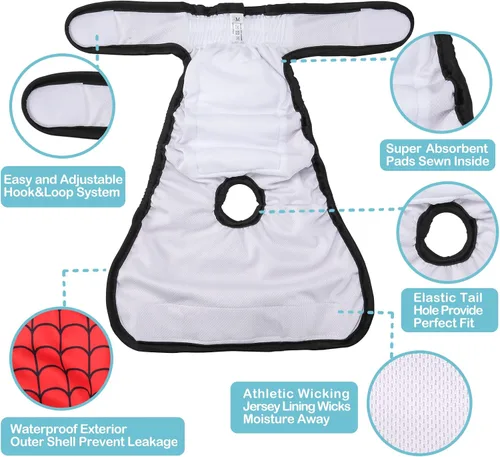 Miniatura 6 de Avont paquete de 3 pañales lavables para perras, bragas reutilizables premium altamente absorbentes para perritas en período, cubierta de pañal