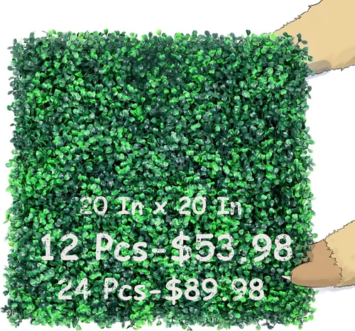 HWT 12 fondos de pared de césped de 20 x 20 pulgadas, telón de fondo de pared verde protegido contra rayos UV, paneles de pared de césped, seto de