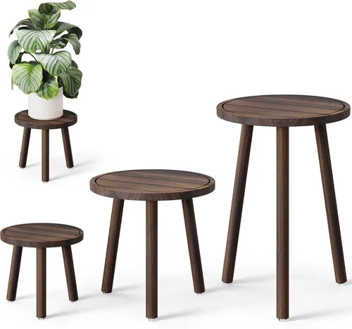 Uneedem Soporte para plantas de interior, paquete de 3 soportes de madera más altos para macetas de 6 a 12 pulgadas, taburete moderno de mediados de