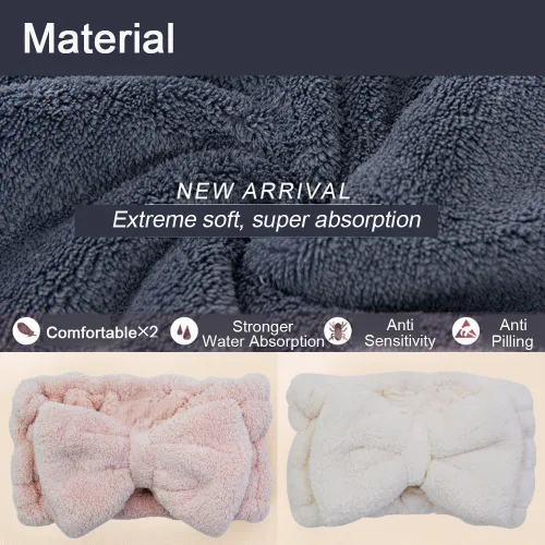 Miniatura 3 de Chloven Paquete de 2 diademas de microfibra con pajarita de maquillaje facial, diadema cosmética, lazo para el cabello, spa, yoga, deportes, ducha